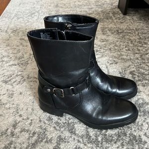 Anne Klein Black Leather Moto Biker Boot AKCRAYTON 7